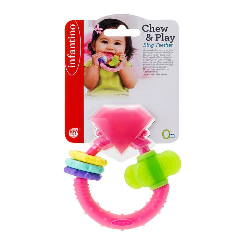 Infantino Chew & Play Ring Teether Pink Age- 3 Months & Above