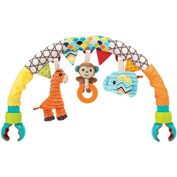Infantino Clip & Play Travel Arch Clip & Play Travel Arch with 3 Plush Toys  Multicolor Age- Newborn & Above