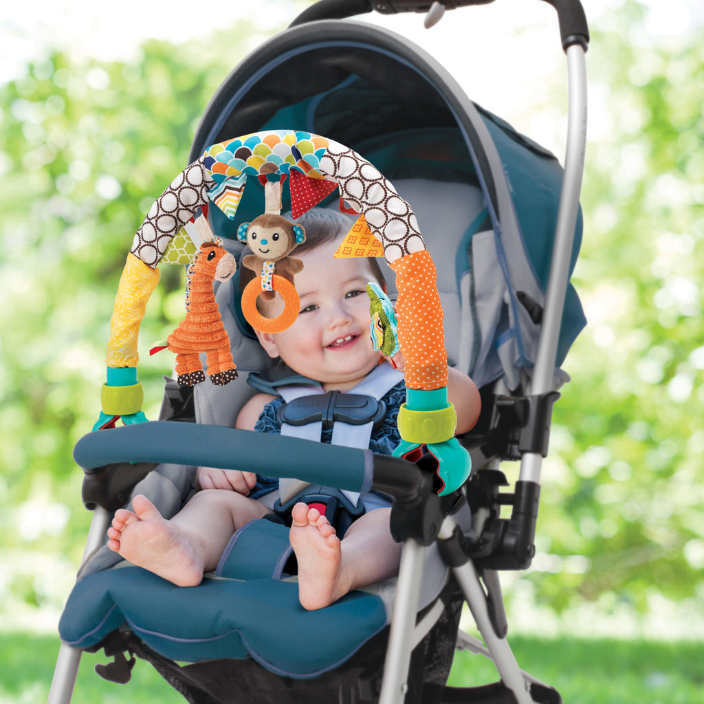 Infantino Clip & Play Travel Arch Rattles Multicolor Age- Newborn & Above