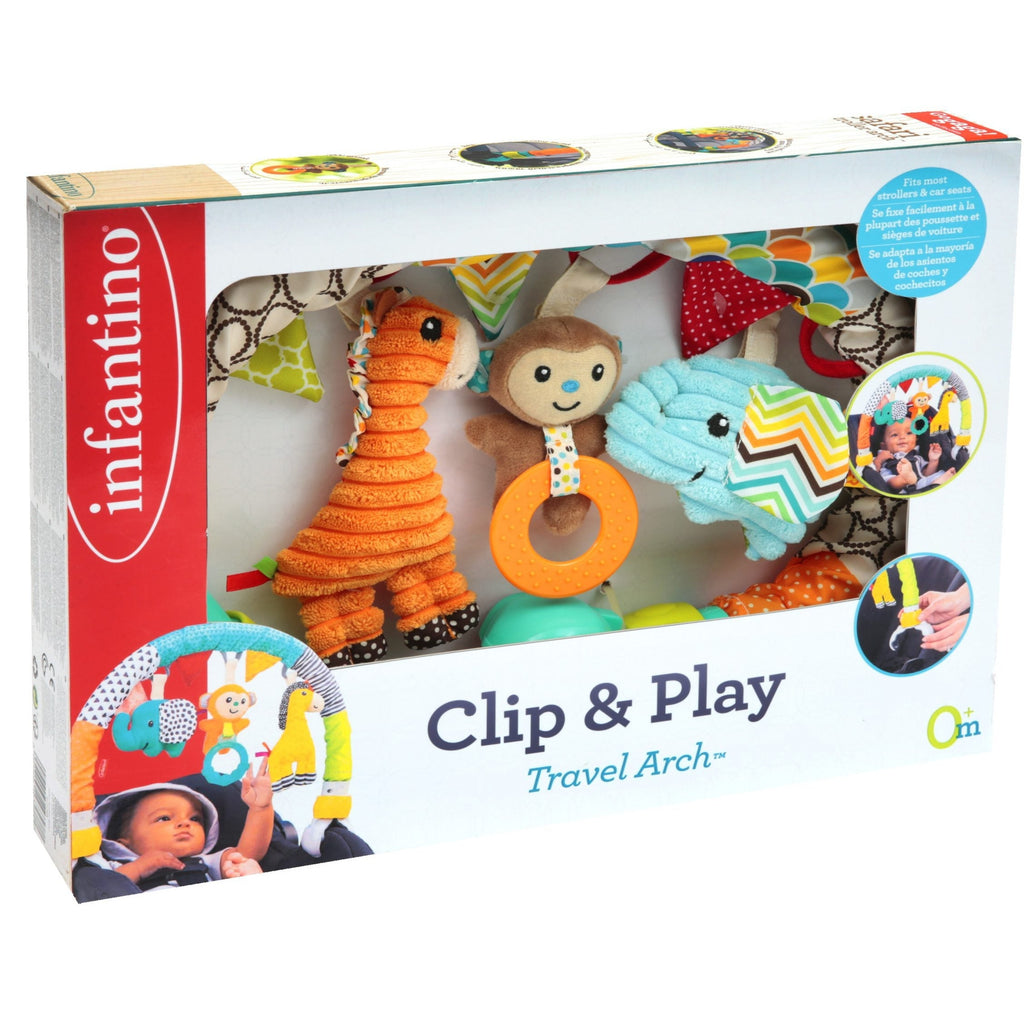 Infantino Clip & Play Travel Arch Rattles Multicolor Age- Newborn & Above
