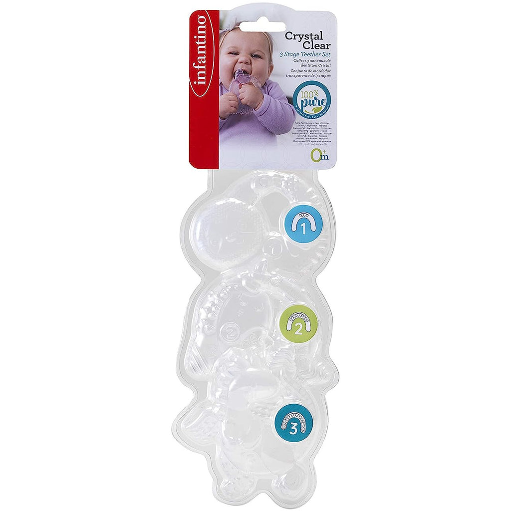 Infantino Crystal Clear 3 Stage Teether Set Multicolor Age- Newborn & Above