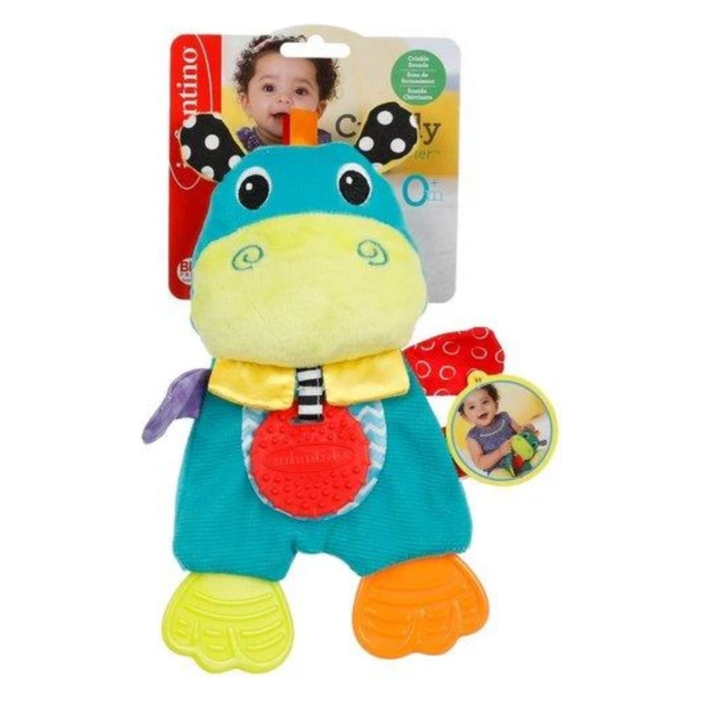 Infantino Cuddly Teether Hippo  Blue Age- Newborn & Above
