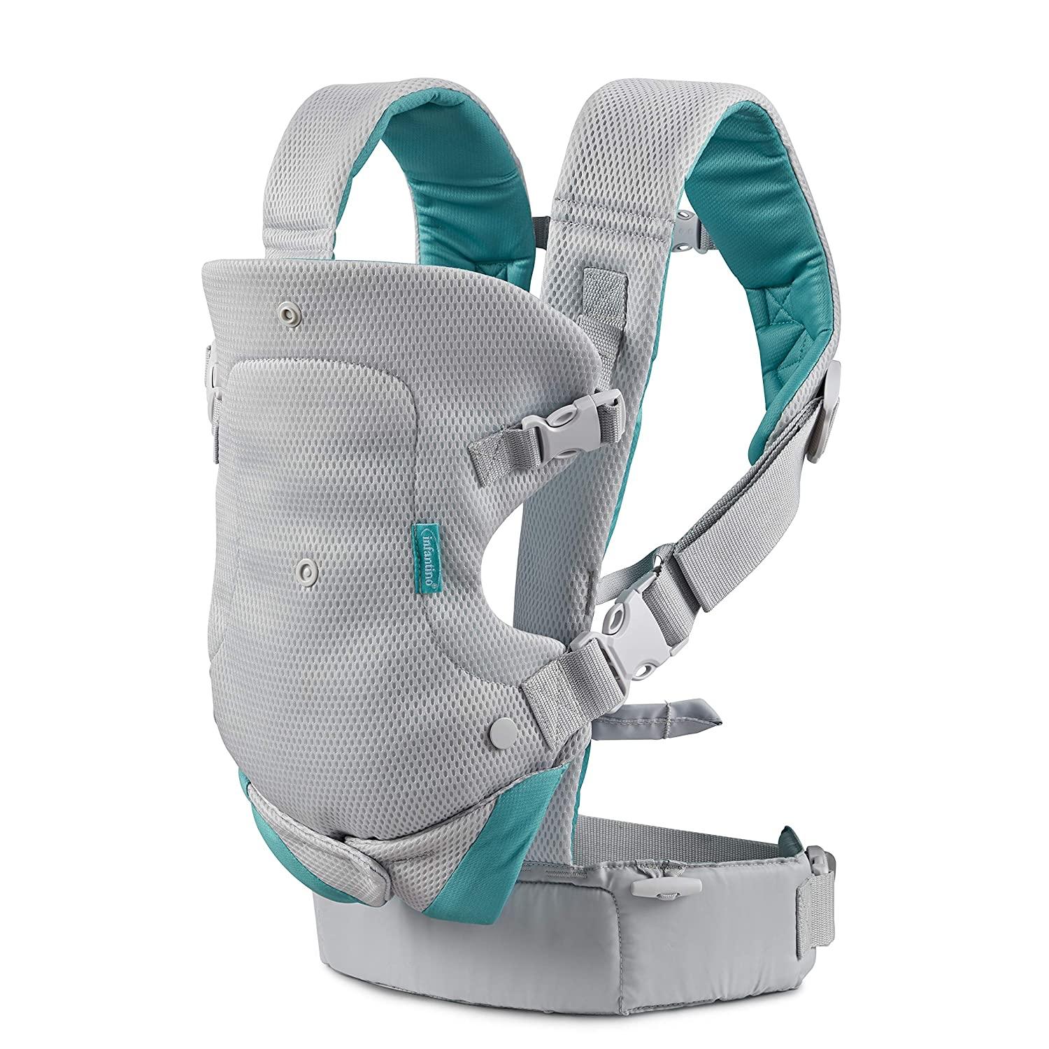 Infantino Flip 4-in-1 Light & Airy Convertible Carrier Grey Age- Newborn & Above (Holds from 3 kgs upto 14.5 Kgs)