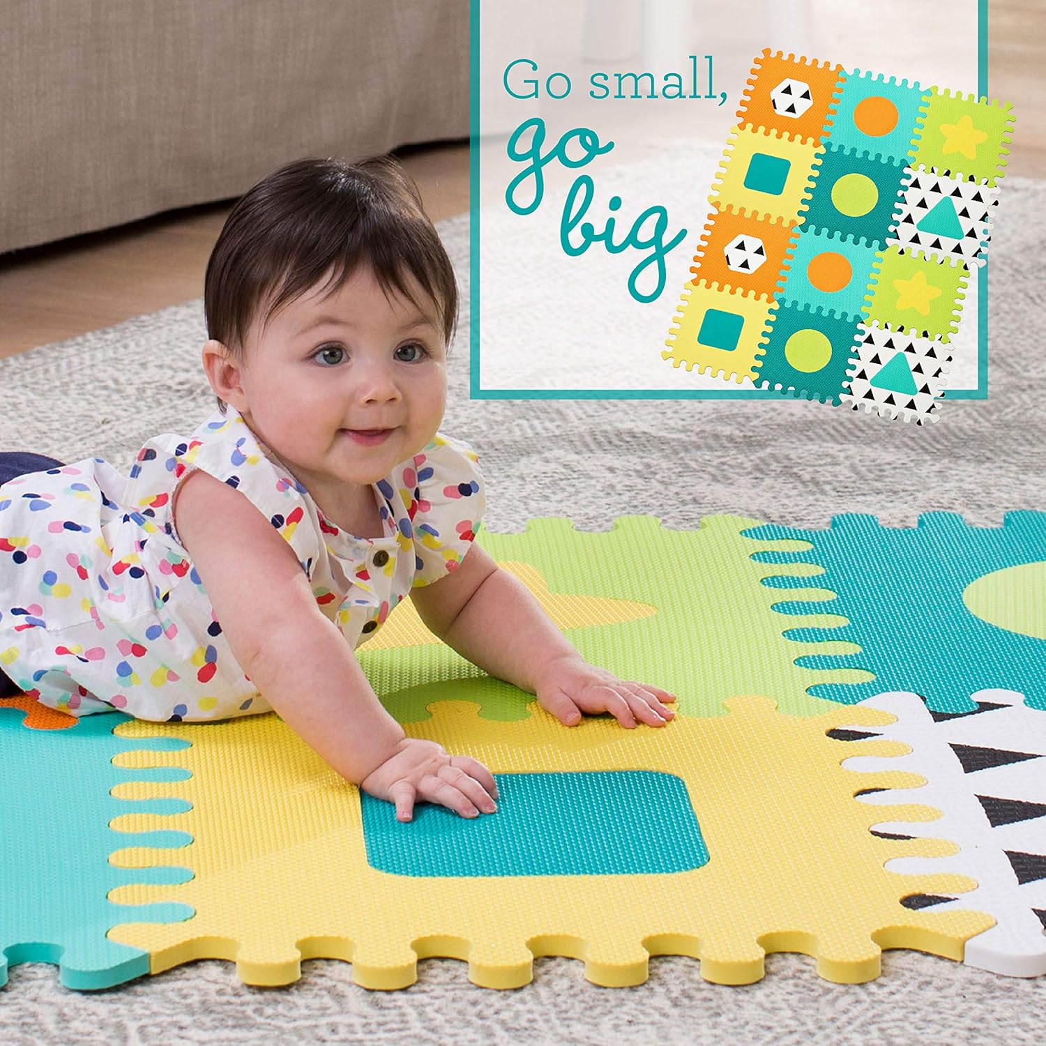 Infantino Go Gaga Soft Foam Puzzle Mat 6 Pieces Multicolor Age Newborn Above Peekaboo