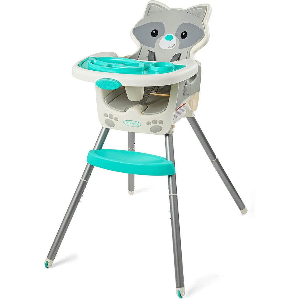 Infantino Grow-With-Me 4-in-1 Convertible High Chair-Raccoon(Sleeve) Light Grey/White Age- 6 Months to 36 Months
