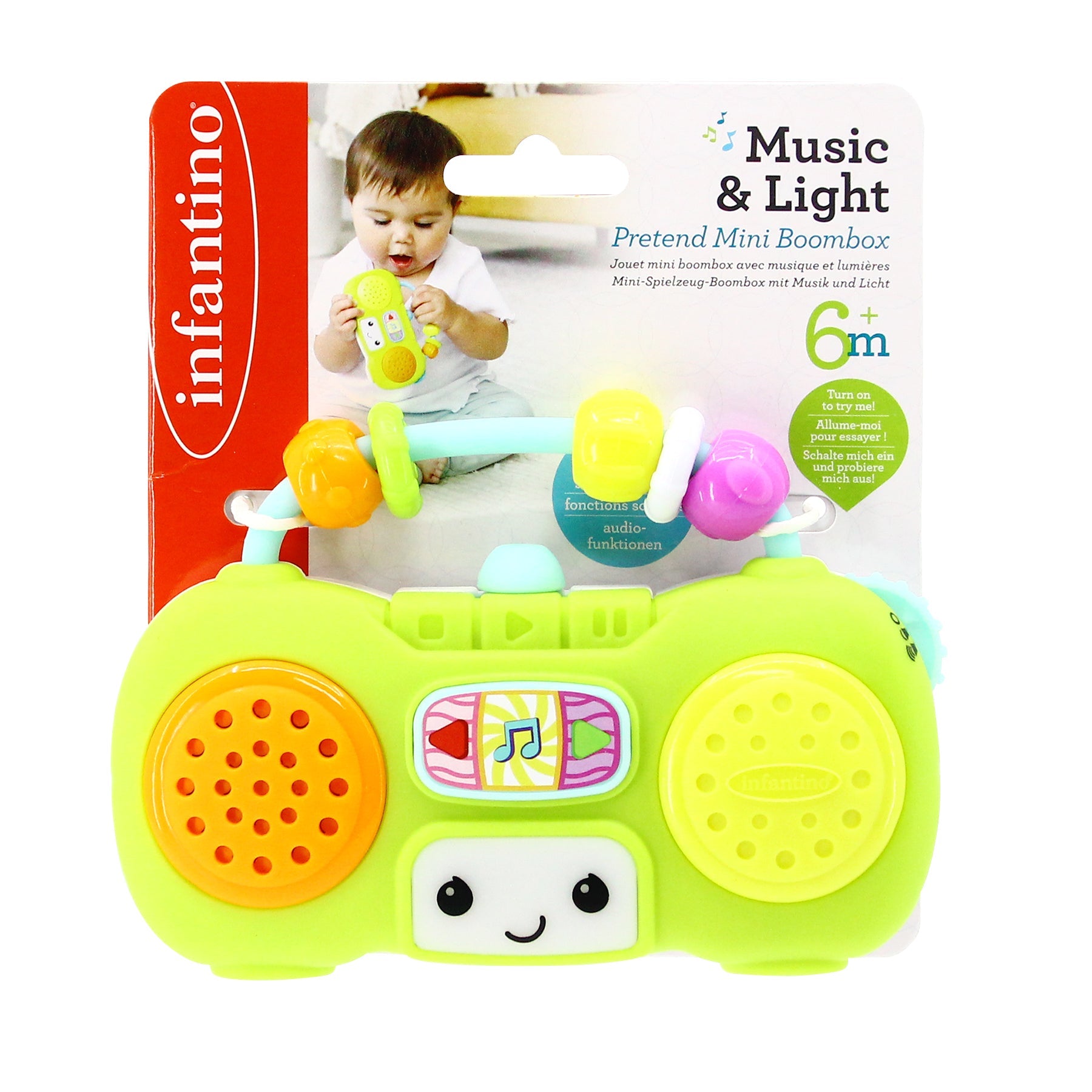 Infantino Music Light Pretend Mini Boombox Multicolor Age-