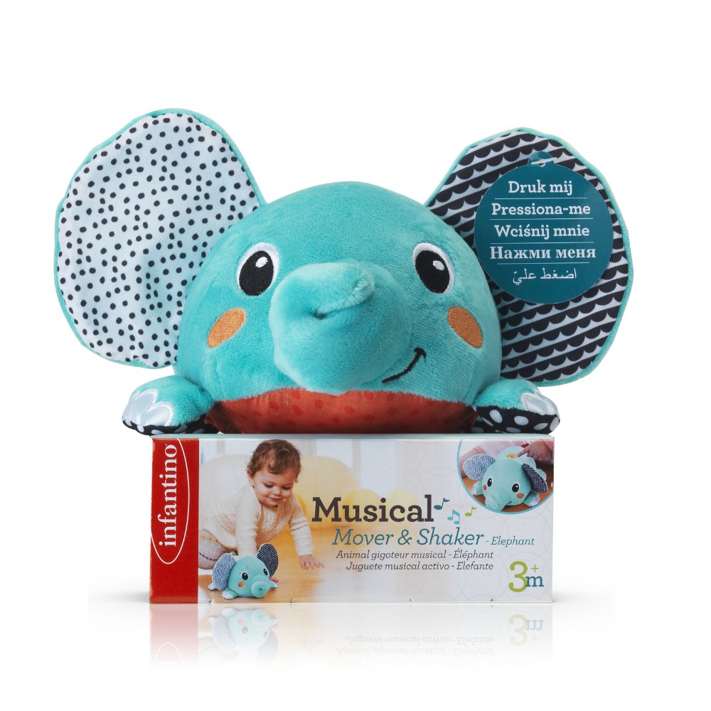 Infantino Musical Mover & Shaker - Elephant Multicolor Age- 3 Months & Above