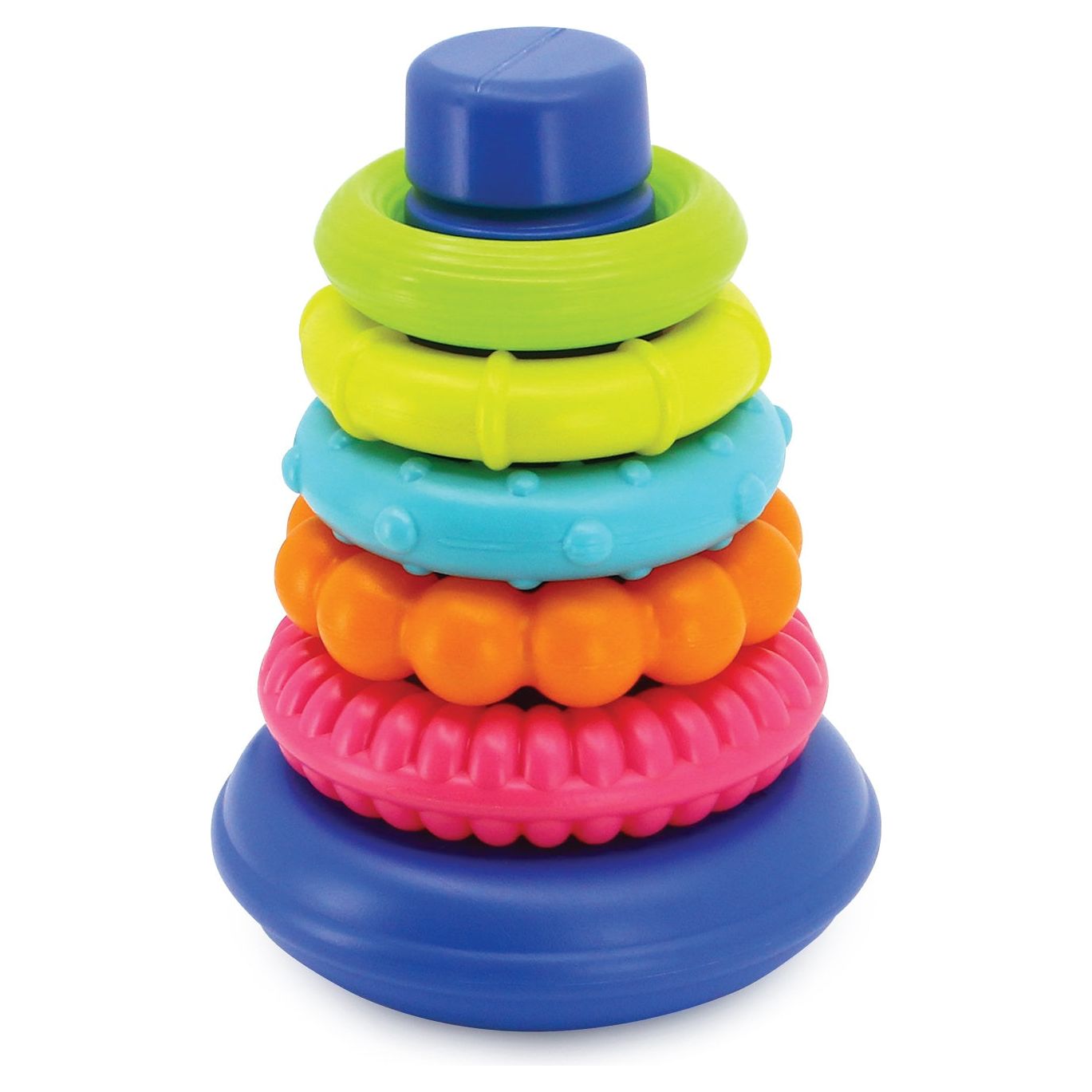 Infantino Rock N Stack Rings Pink Green Blue Orange Age 6 Months