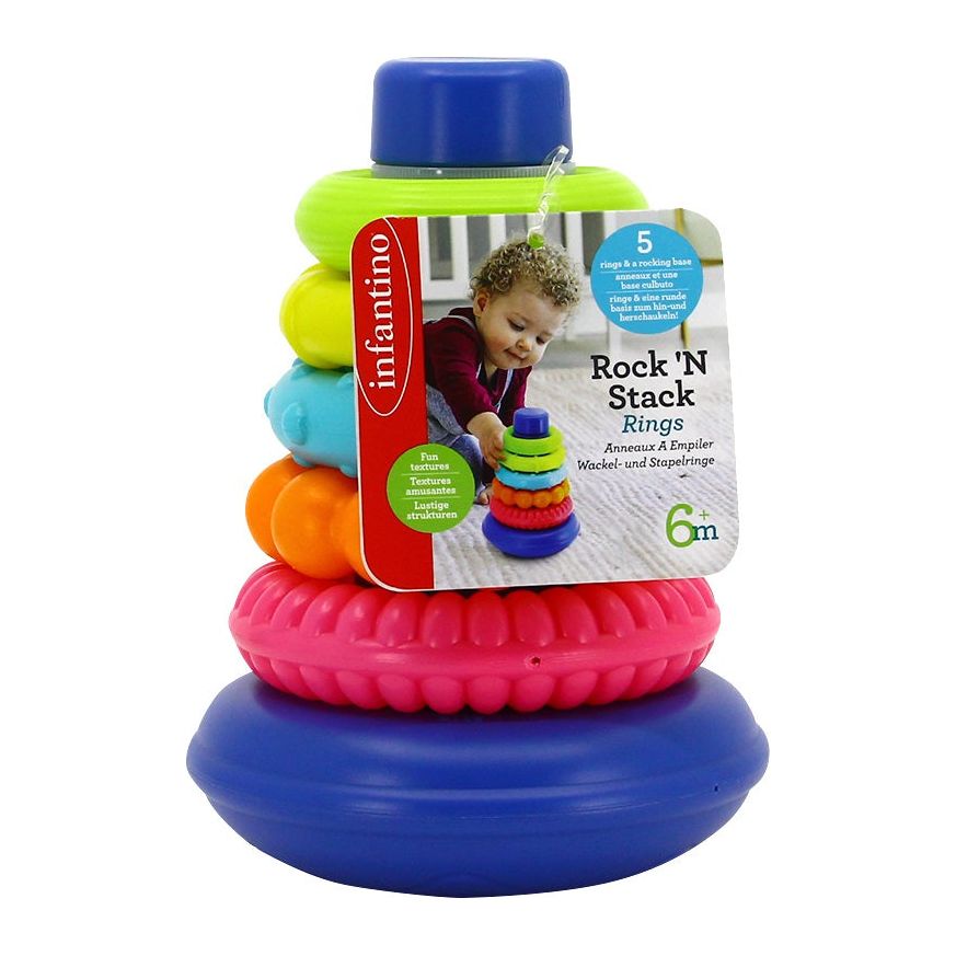 Infantino Rock'N Stack Rings Pink/Green/Blue/Orange Age-6 Months