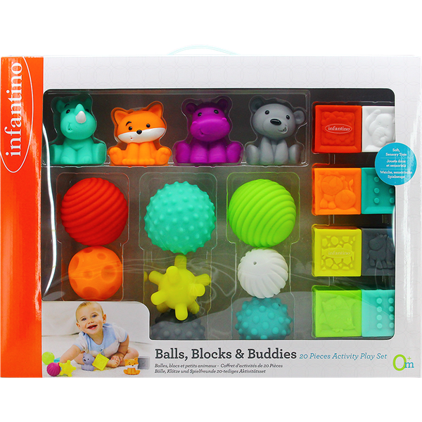 Infantino Sensory Balls, Blocks & Buddies Activity Toy 20-Piece Set Age- Newborn & Above