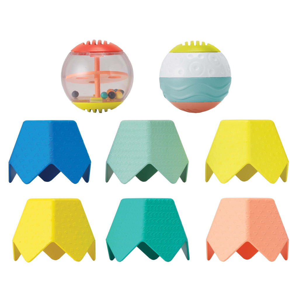 Infantino Sensory Stacking Cups & Activity Ball Set of 8 Multicolor Age- Newborn & Above