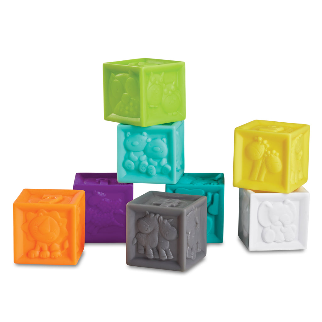 Infantino Squeeze & Stack Block Set - 8 pcs Multicolor Age- 6 Months & Above