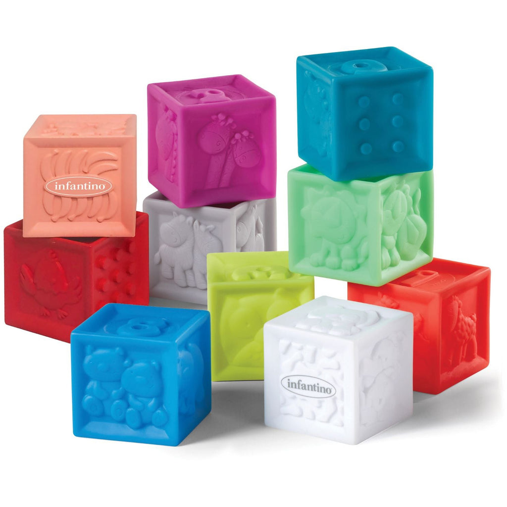 Infantino Squeeze & Stack Blocks 10 Pieces Multicolor Age- 6 Months & Above