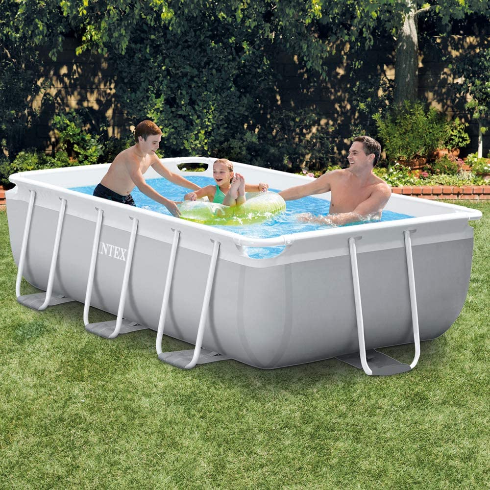Intex 3M X 1.75M X 0.8M Prism Frame Rectangular Pool Set Grey Age- 1 Year & Above