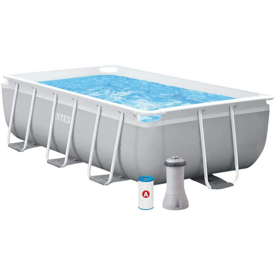 Intex 3M X 1.75M X 0.8M Prism Frame Rectangular Pool Set Grey Age- 1 Year & Above