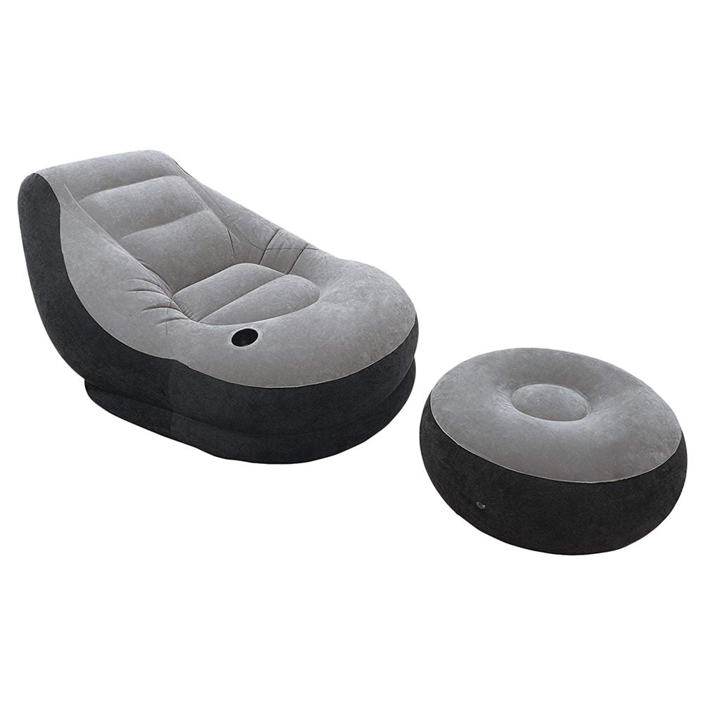 Intex Ultra Lounge Chair with Ottoman Grey/Black Age- 8 Years & Above