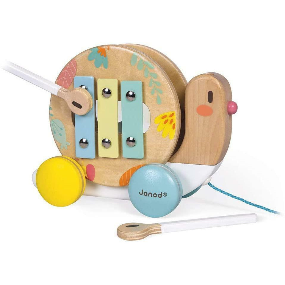 Janod Pure Pull Along Snail Beige Age- 18 Months & Above