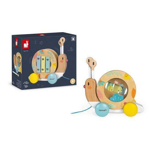Janod Pure Pull Along Snail Beige Age- 18 Months & Above