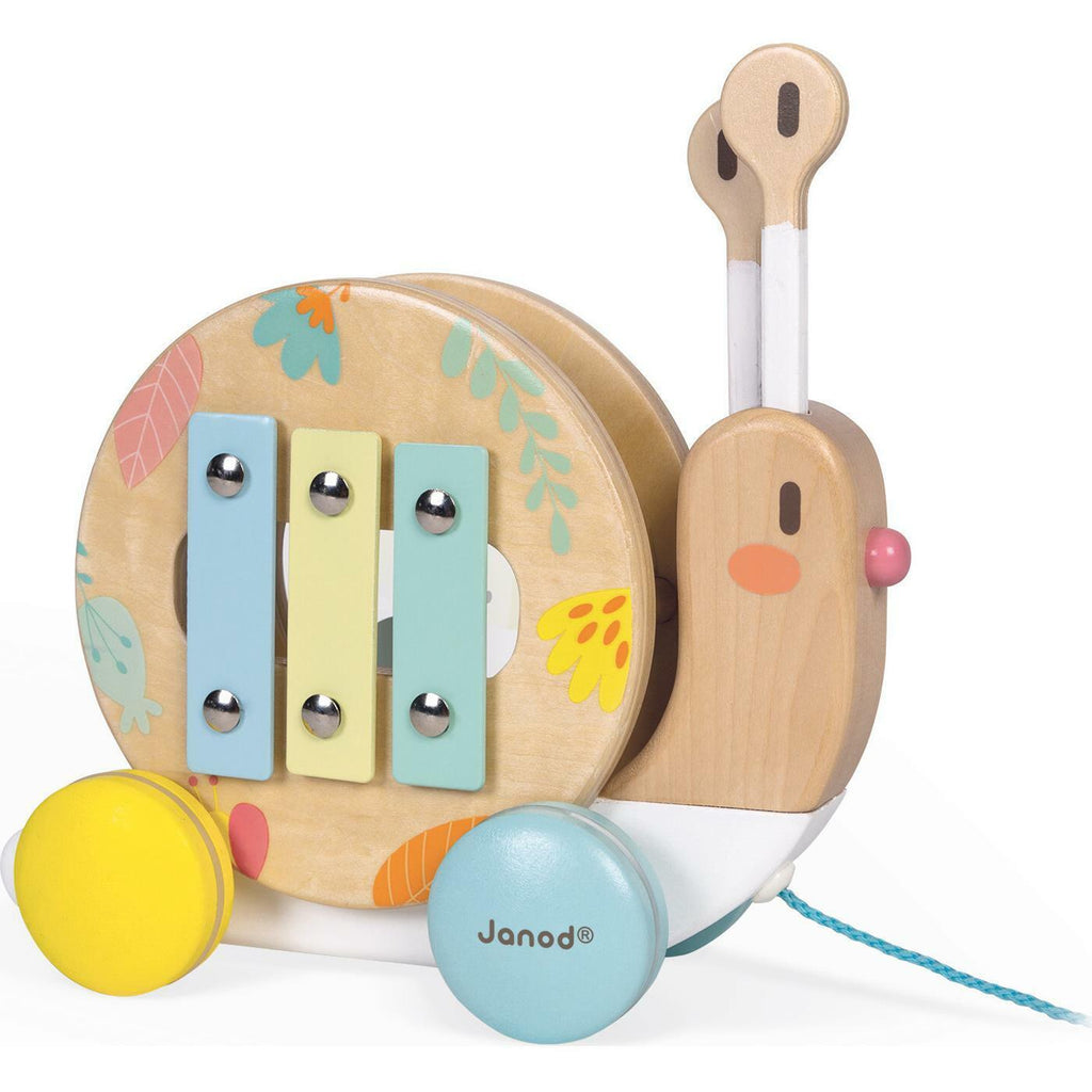 Janod Pure Pull Along Snail Beige Age- 18 Months & Above