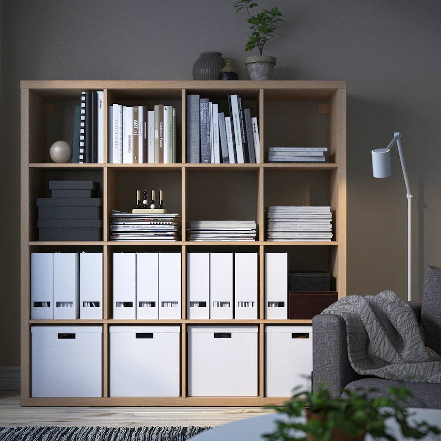 Kallax Shelving Unit, White Stained Oak Effect Age Max. Load/Shelf: 13 Kg