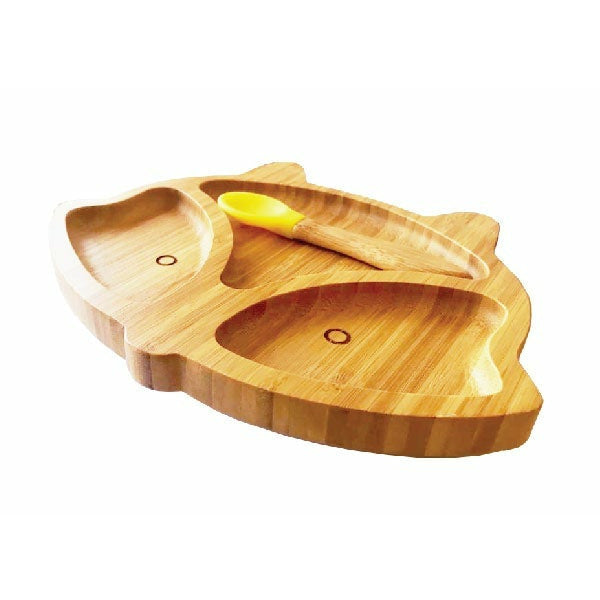 Kiddies & Co Fox Bamboo Plate - Yellow