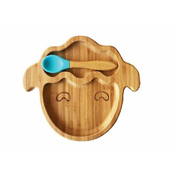 Kiddies & Co Sheep Bamboo Plate - Blue