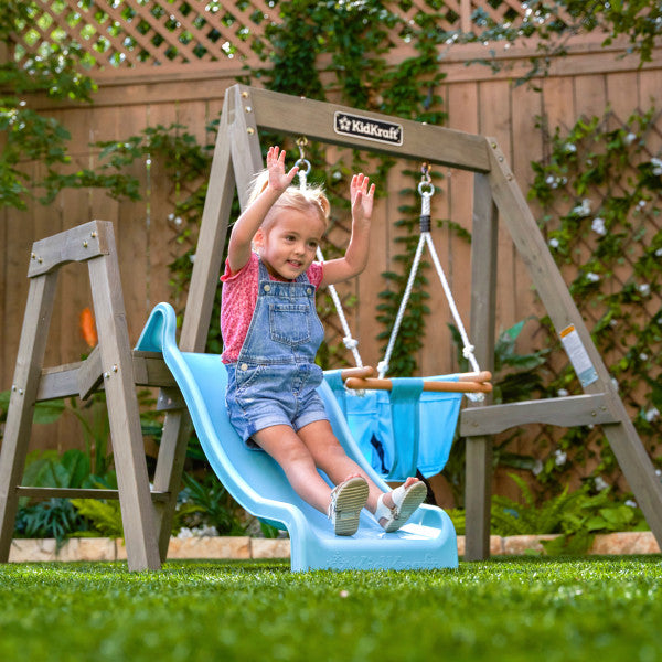 Kidkraft My First Swing +Slide Set Blue/Natural Brown Age- 18 Months to 3 Years (Holds upto 57 Kgs)