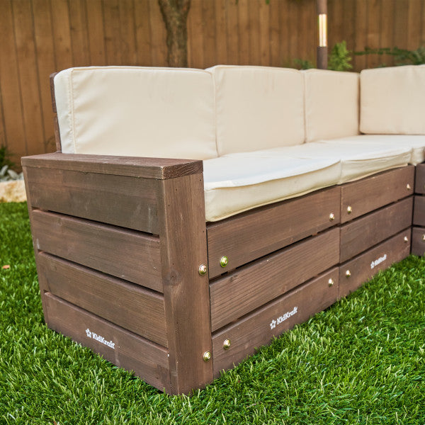 KdKraft Wooden Outdoor Sectonal Ottoman & Umbrella