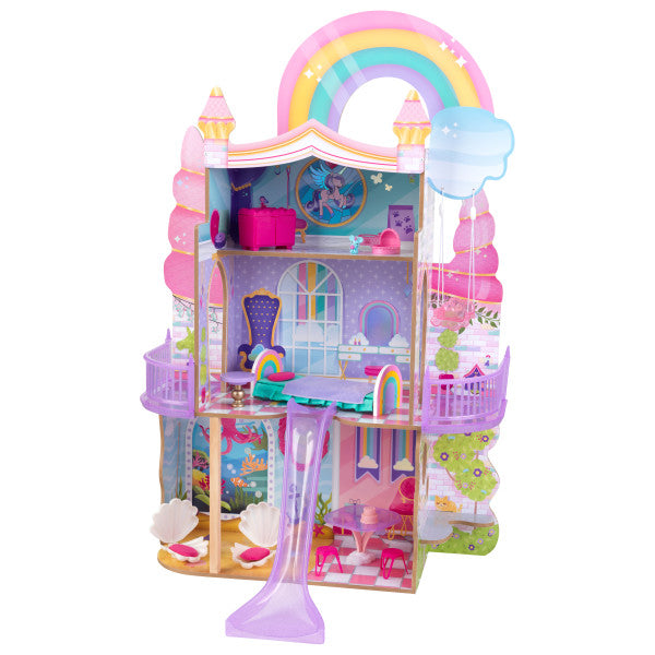 Kidkraft Rainbow Dreamers Unicorn Mermaid Dollhouse With Kraft Assembly Age- 3 Years & Above