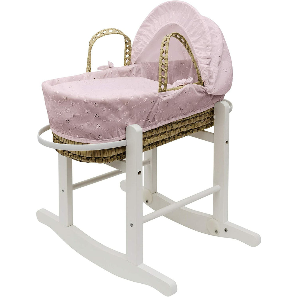 Kinder Valley Pink Doll BA Palm Moses Basket Age 3-6m Pink