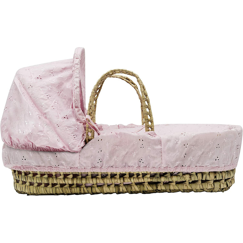 Kinder Valley Pink Doll BA Palm Moses Basket Age 3-6m Pink