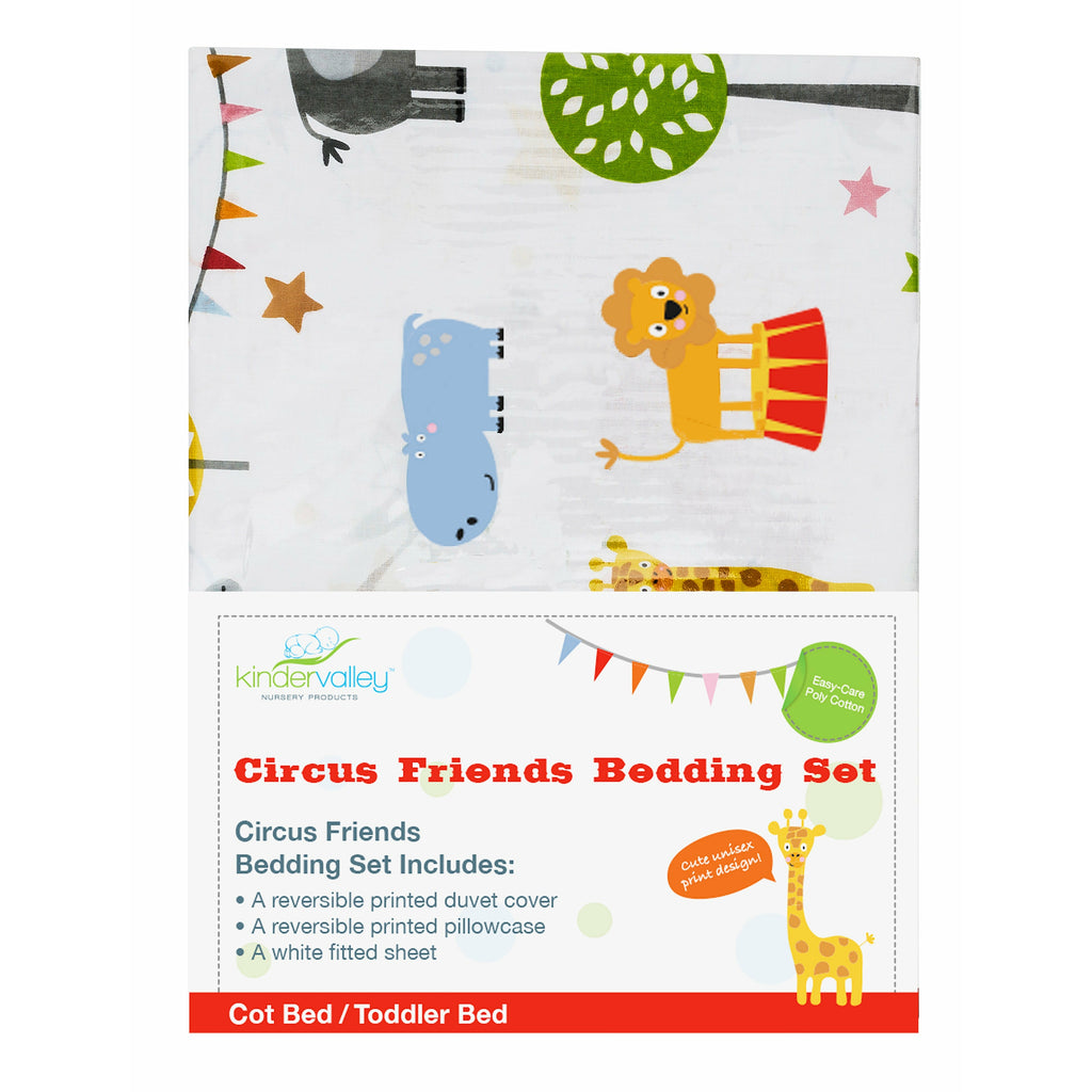 Kinder Valley Circus Friends 5 Piece Toddler Bedding Set inc Pillow + Duvet Multi Age-Newborn & Above