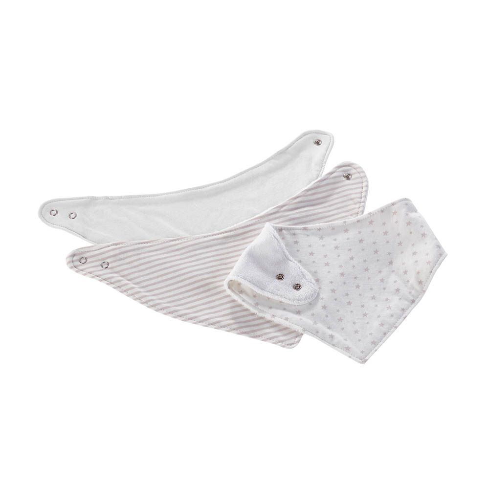 Kinder Valley Grey and White Assorted 3 Pack Bibs Grey Age-Newborn & Above