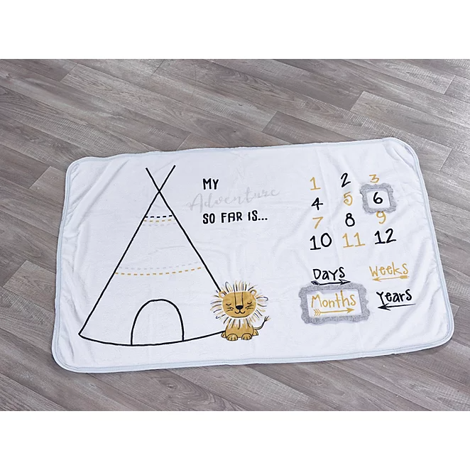 Kinder Valley Safari Milestone Mat Age 0Y Grey 100 x 70 x 0.5 cm