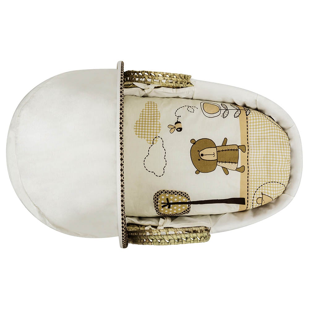 Kinder Valley Tiny Ted Cream Palm Moses Basket Age 0Y Cream