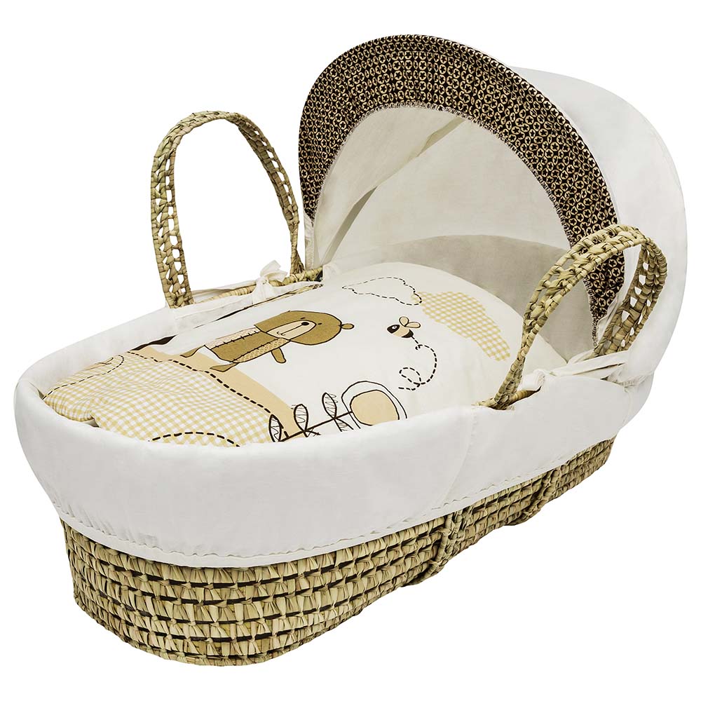 Kinder Valley Tiny Ted Cream Palm Moses Basket Age 0Y Cream