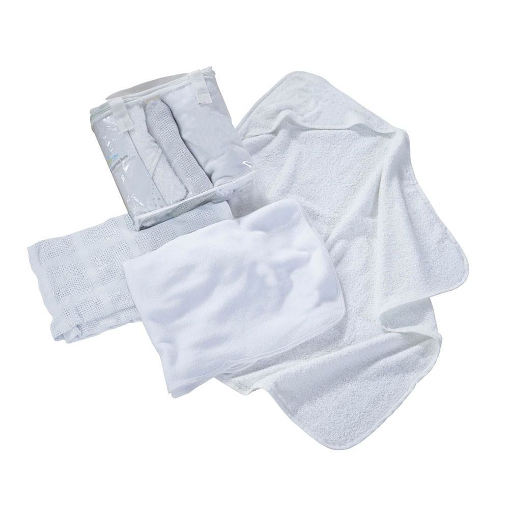Kinder Valley White Essentials Bundle 1 X Cellular 1 X Hooded Towel 1 X Fleece White Age-Newborn & Above