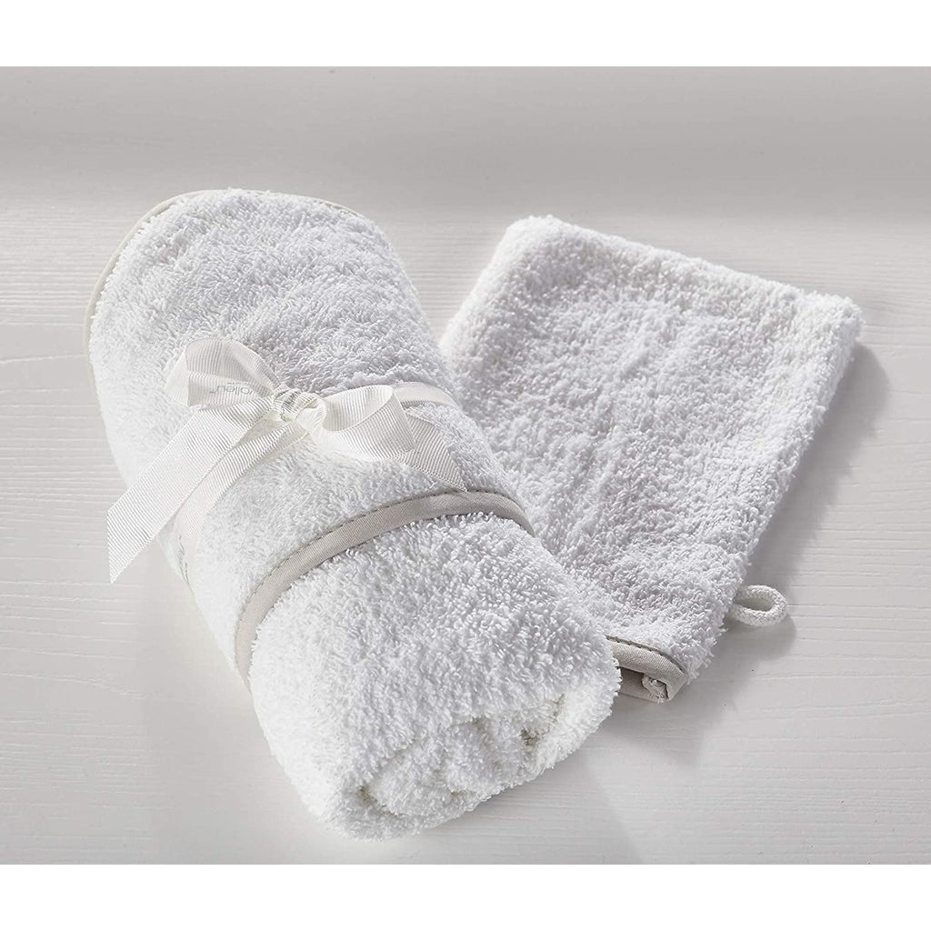 Kinder Valley White Hooded Towel and Wash Mitt Age 0Y White
