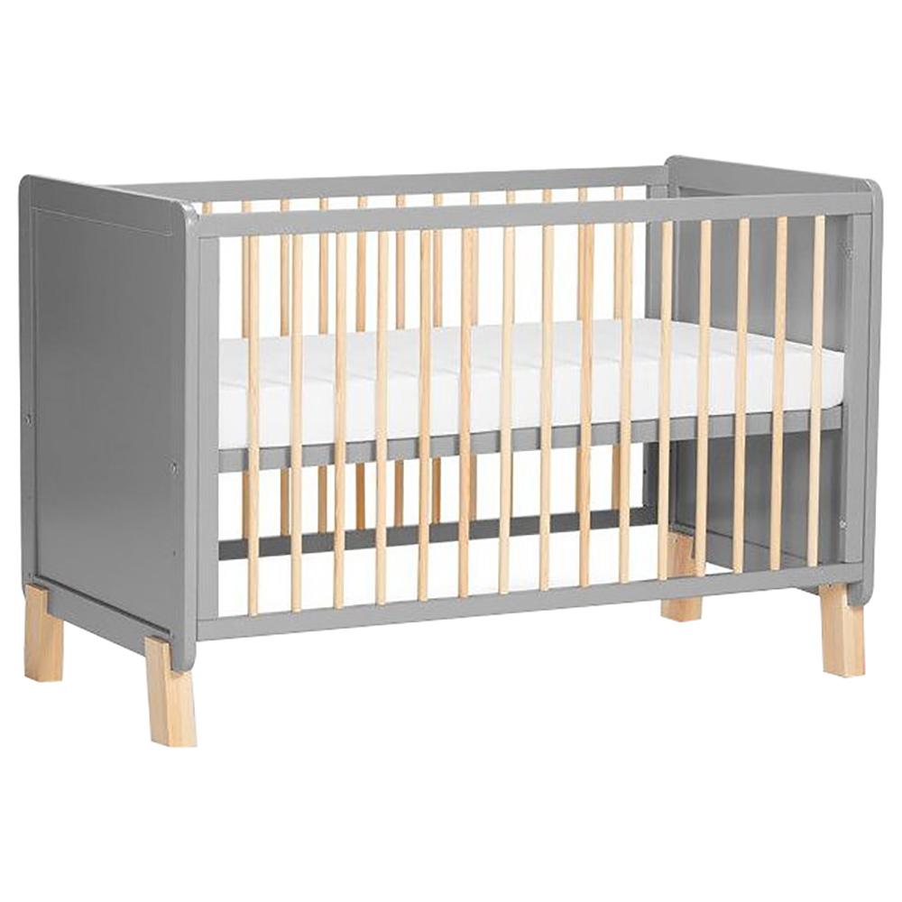Kinderkraft Baby Wooden Cot Nico Guardrail + Mattress Grey Age 0Y+
