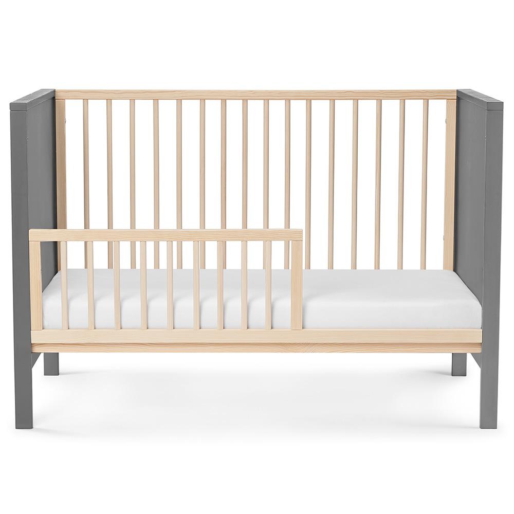 Kinderkraft Baby Wooden Cot Mia Guardrail + Mattress Grey Age 0Y+