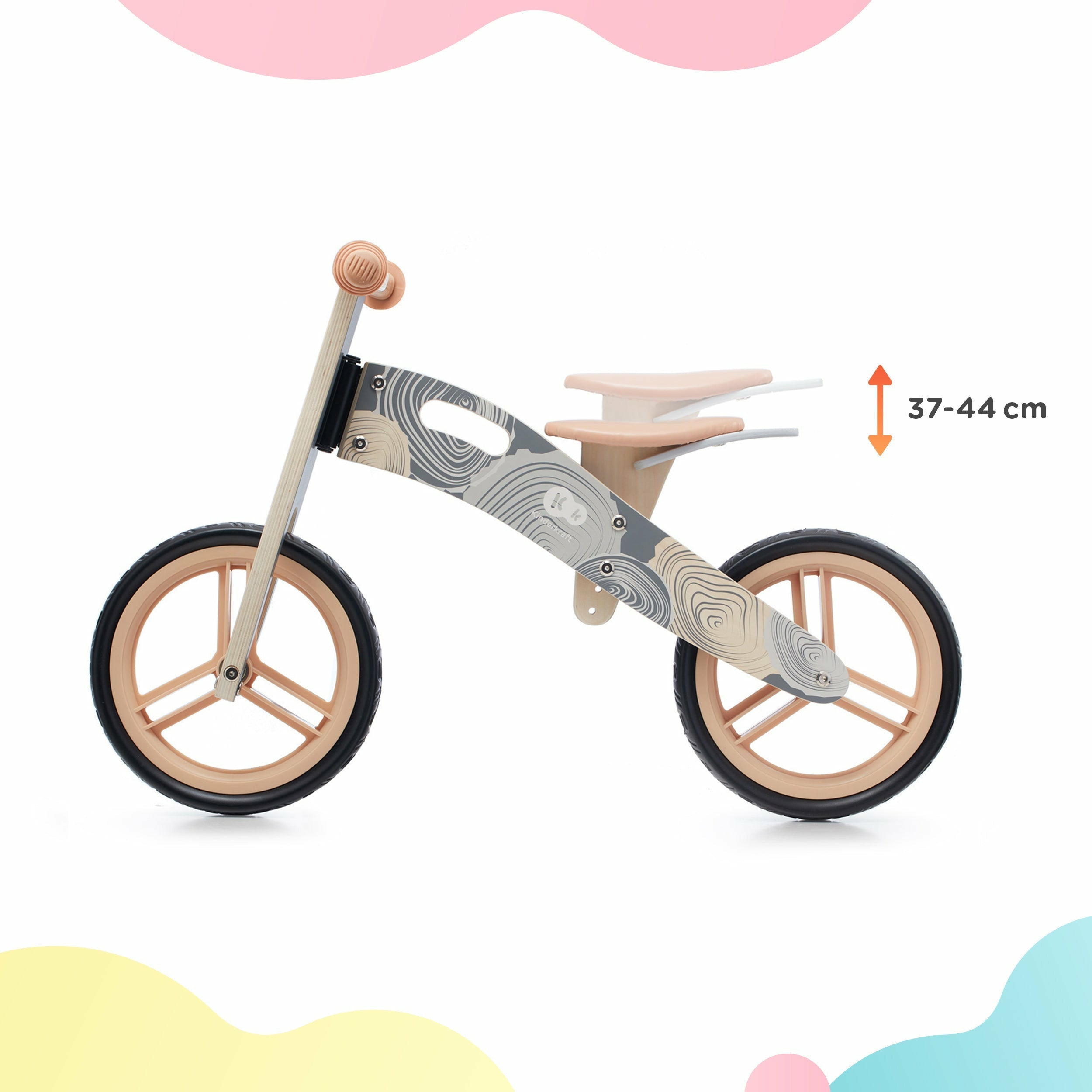 Kinderkraft Balance Bike Runner Natural Printed With Accessories Age 3 Years to 4 Years Peekaboo