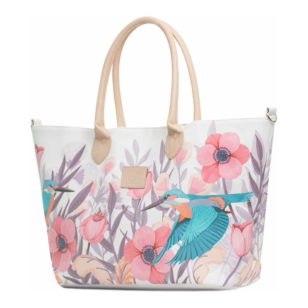 Kinderkraft Bird and Floral Printed Diaper Mommy Bag