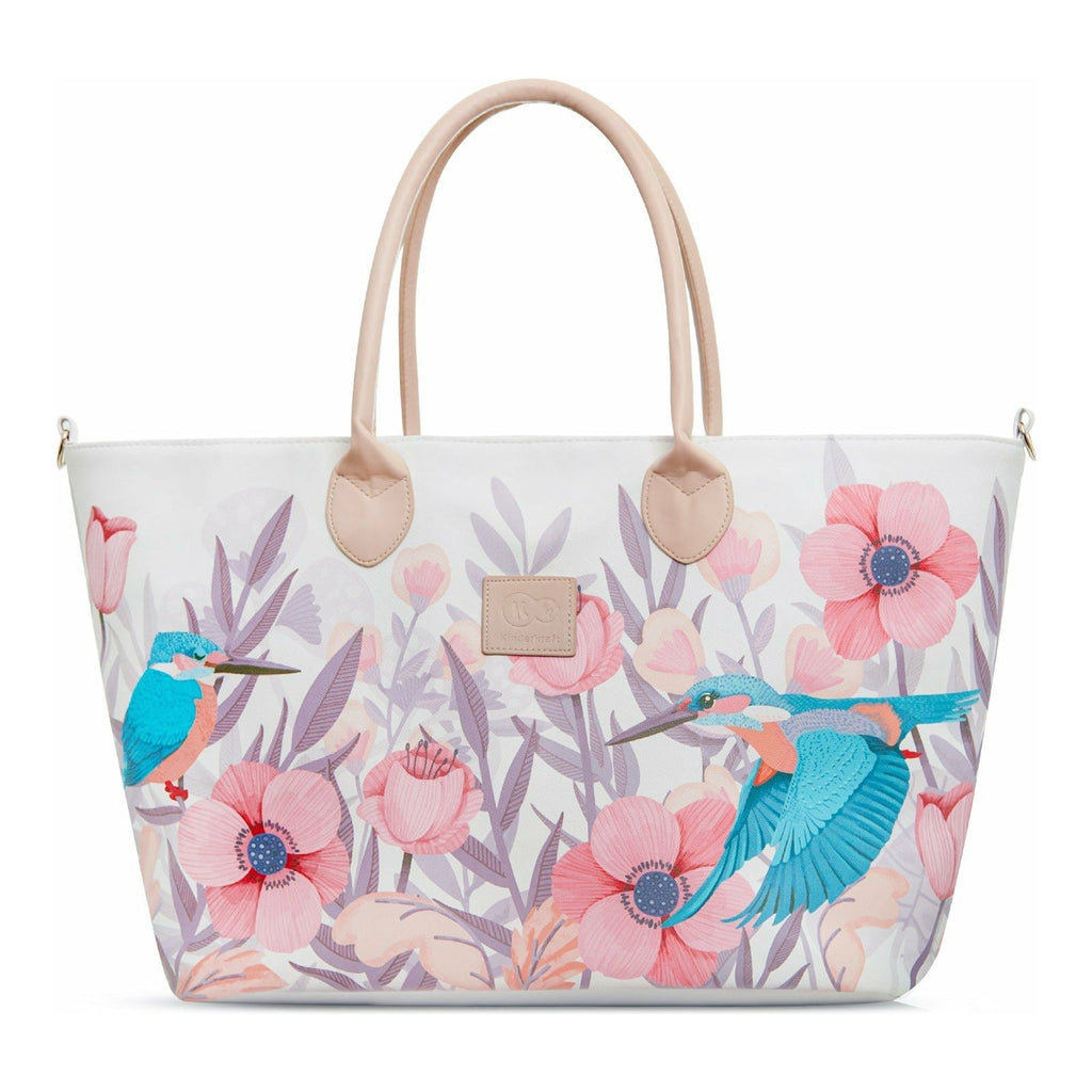 Kinderkraft Bird and Floral Printed Diaper Mommy Bag