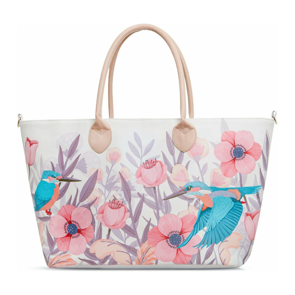 Kinderkraft Bird and Floral Printed Diaper Mommy Bag