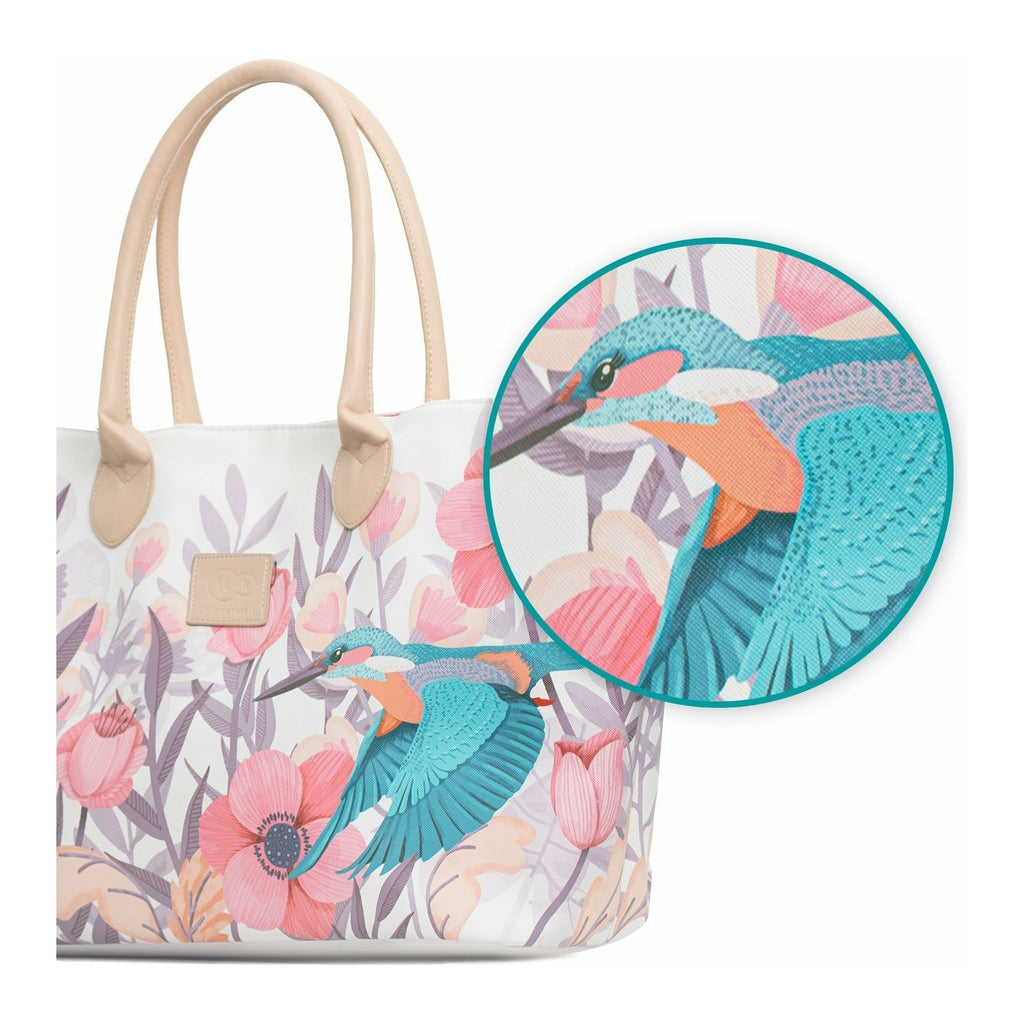 Kinderkraft Bird and Floral Printed Diaper Mommy Bag