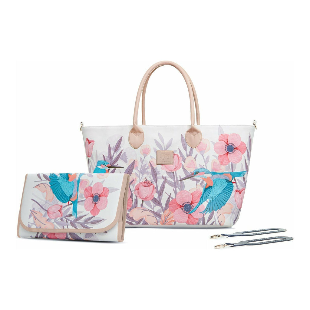 Kinderkraft Bird and Floral Printed Diaper Mommy Bag