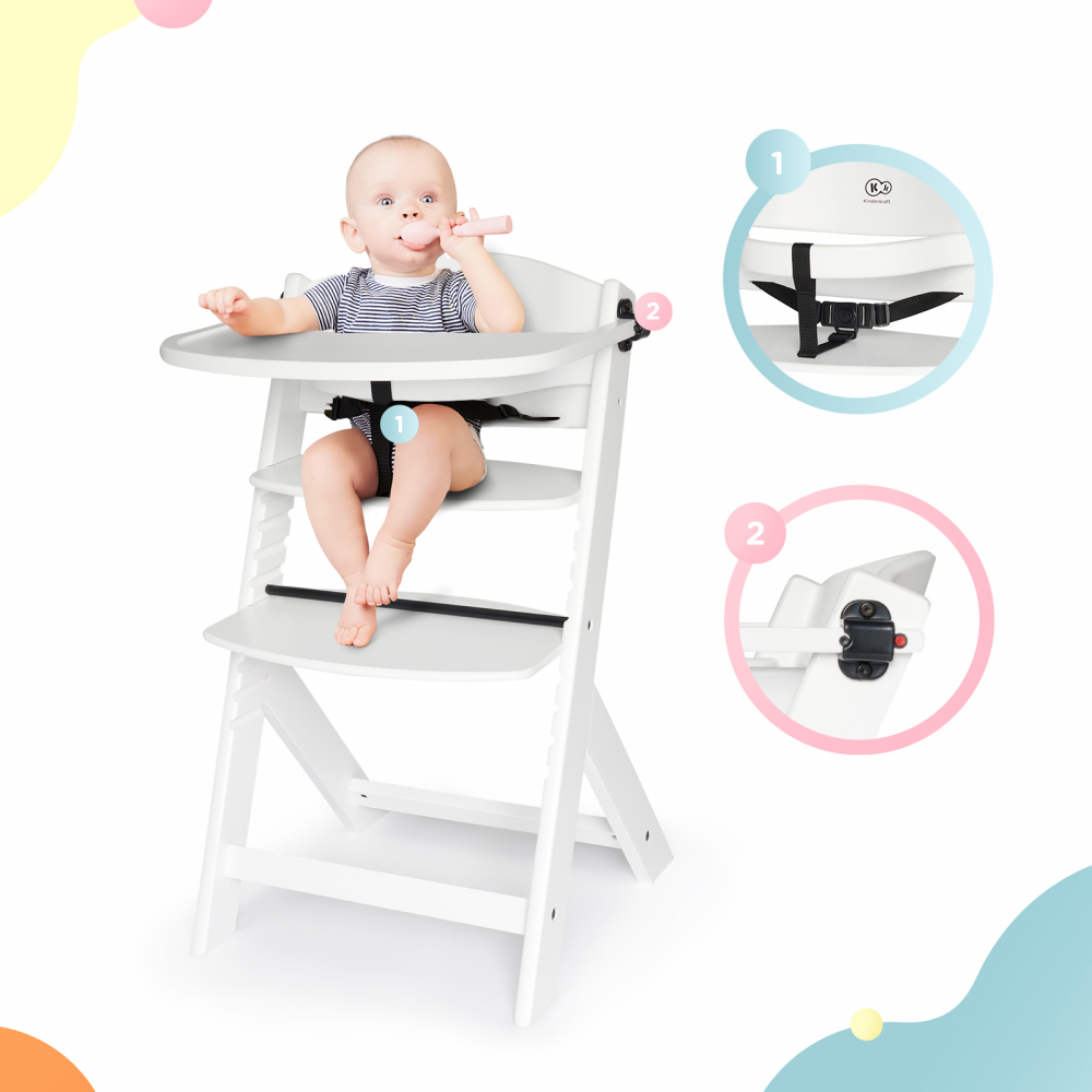 Kinderkraft Enock Highchair White Age- 6 Months to 5 Years