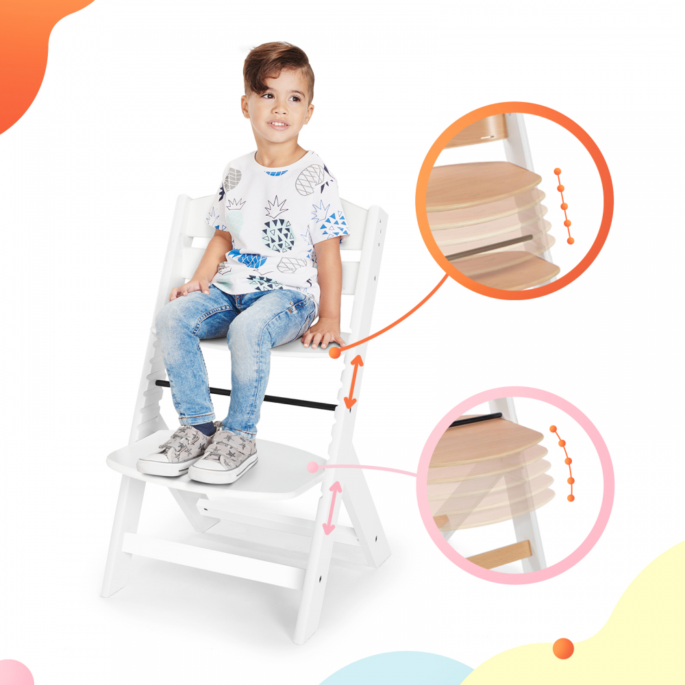 Kinderkraft Enock Highchair White Age- 6 Months to 5 Years