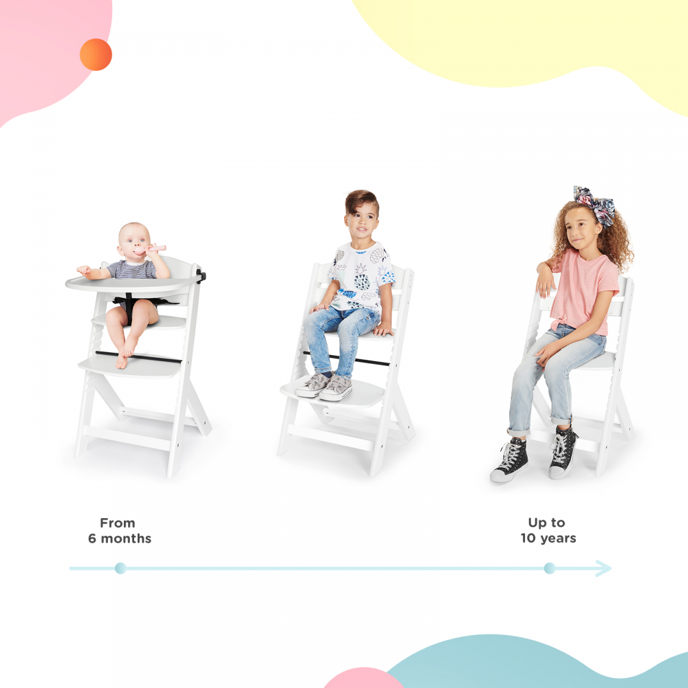 Kinderkraft Enock Highchair White Age- 6 Months to 5 Years