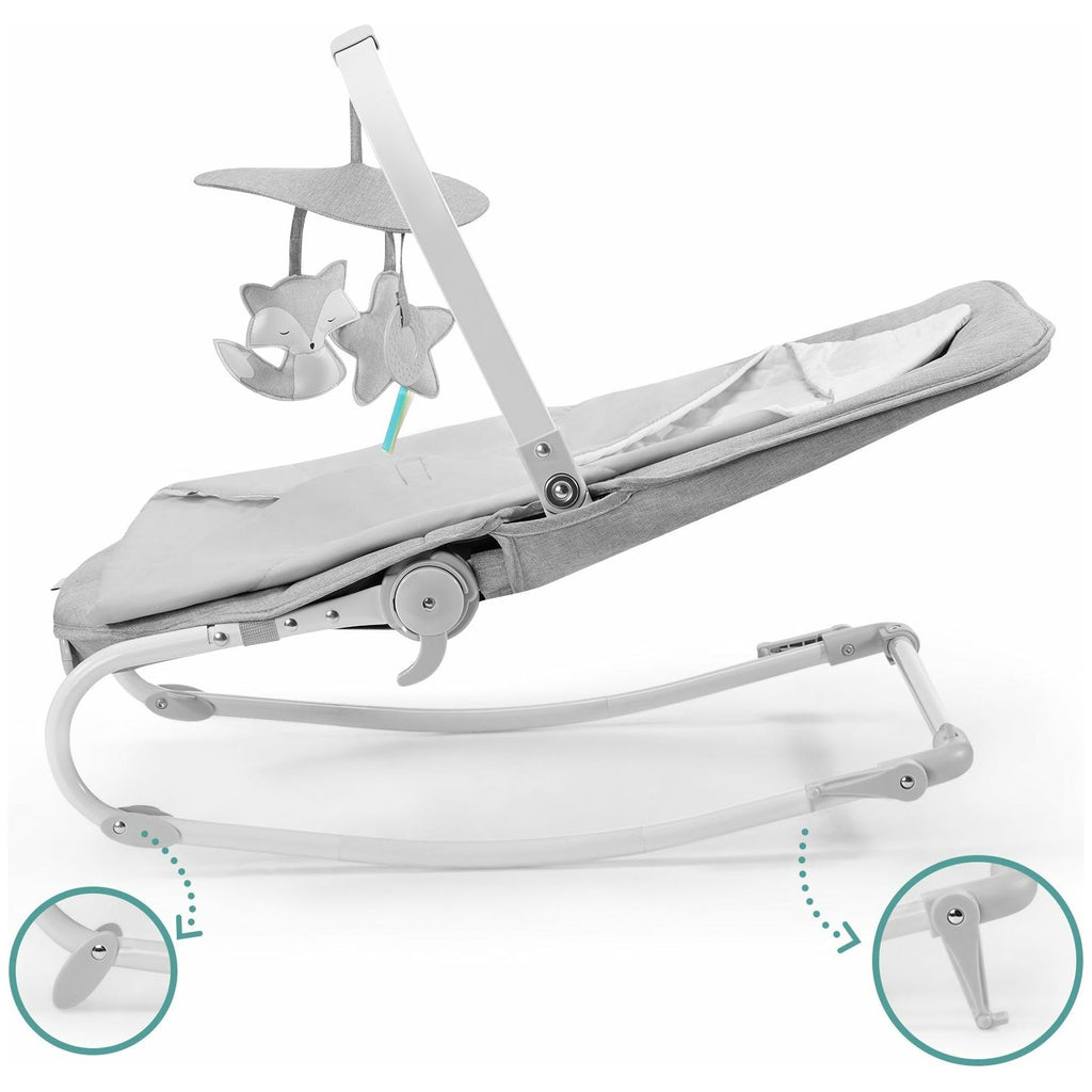 Kinderkraft  Felio 3-In-1 Rocker+Bouncer+Reclining Chair Stone Grey Age- Newborn & Above (Holds upto 18 Kg)